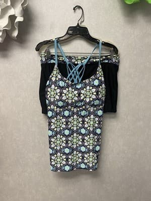 Navy/ Lite Blue 2pc Swimsuit W/ Boy Shorts Size 3X - Image 1