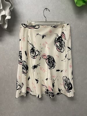 Grace Elements Cream/Pink Silk Skirt Size 10 - Image 1