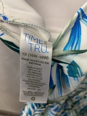 Time And Tru Green/Blue 1pc Swimsuit Size 1X (16W-18W) - Thumbnail 5