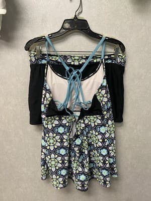 Navy/ Lite Blue 2pc Swimsuit W/ Boy Shorts Size 3X - Thumbnail 7