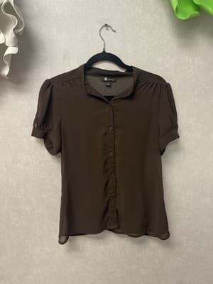 AB Studio Brown 2pc Short Sleeve Sleeve Top Size Small - Image 1
