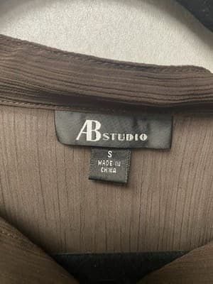 AB Studio Brown 2pc Short Sleeve Sleeve Top Size Small - Thumbnail 3