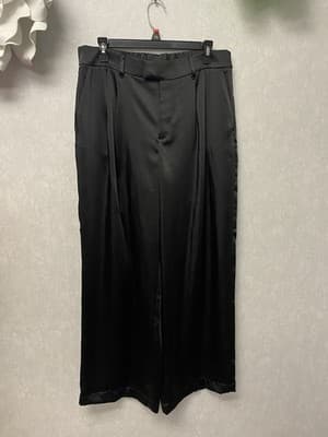 A New Day Black Satin Look Wide Leg Pants Size 10 - Thumbnail 2