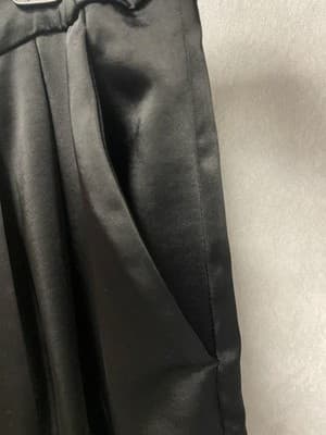 A New Day Black Satin Look Wide Leg Pants Size 10 - Thumbnail 6