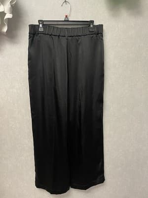 A New Day Black Satin Look Wide Leg Pants Size 10 - Thumbnail 7