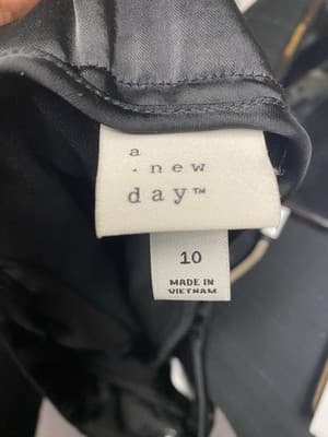 A New Day Black Satin Look Wide Leg Pants Size 10 - Thumbnail 9