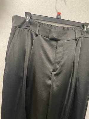 A New Day Black Satin Look Wide Leg Pants Size 10 - Thumbnail 5