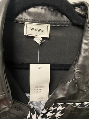 WoWo Black/White Houndstooth Faux Leather Block Dress Size 1XL - Thumbnail 4