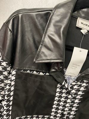 WoWo Black/White Houndstooth Faux Leather Block Dress Size 1XL - Thumbnail 3