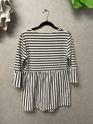 Ecavus Black/White Stripe Blouse Size Large - Thumbnail 5