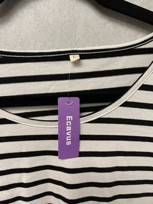 Ecavus Black/White Stripe Blouse Size Large - Thumbnail 3