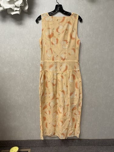 NWOT Coach Apple Print Long Dress With Snap Pockets Peach Size 2 - Thumbnail 7