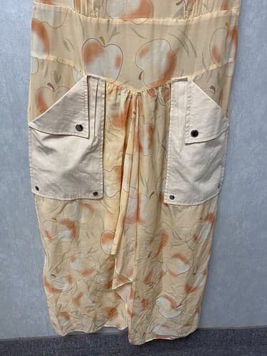 NWOT Coach Apple Print Long Dress With Snap Pockets Peach Size 2 - Thumbnail 5