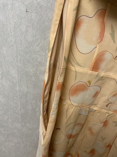 NWT Coach Apple Print Long Dress With Snap Pockets Peach Size 2 - Thumbnail 6