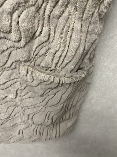 Mushka Sienna Rose Grey Faux Rabbit Fur Gold Sequin Long Vest Furrier Hooks Larg - Thumbnail 5