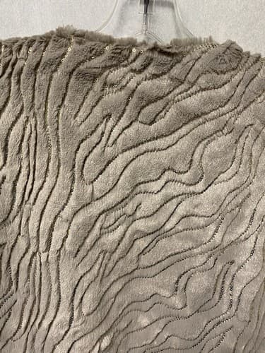 Mushka Sienna Rose Grey Faux Rabbit Fur Gold Sequin Long Vest Furrier Hooks Sz M - Thumbnail 7