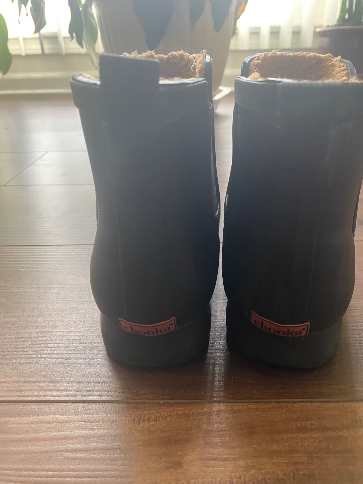 Chooka Rain Boots Women's Delridge Chelsea Black Faux Fur Line Rubber Size 9 - Thumbnail 4