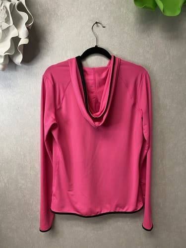 New Balance Pink/Black Full Zip Stretch Hoodie Size Large With Thumb Holes - Thumbnail 7