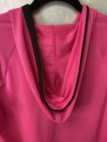 New Balance Pink/Black Full Zip Stretch Hoodie Size Large With Thumb Holes - Thumbnail 8