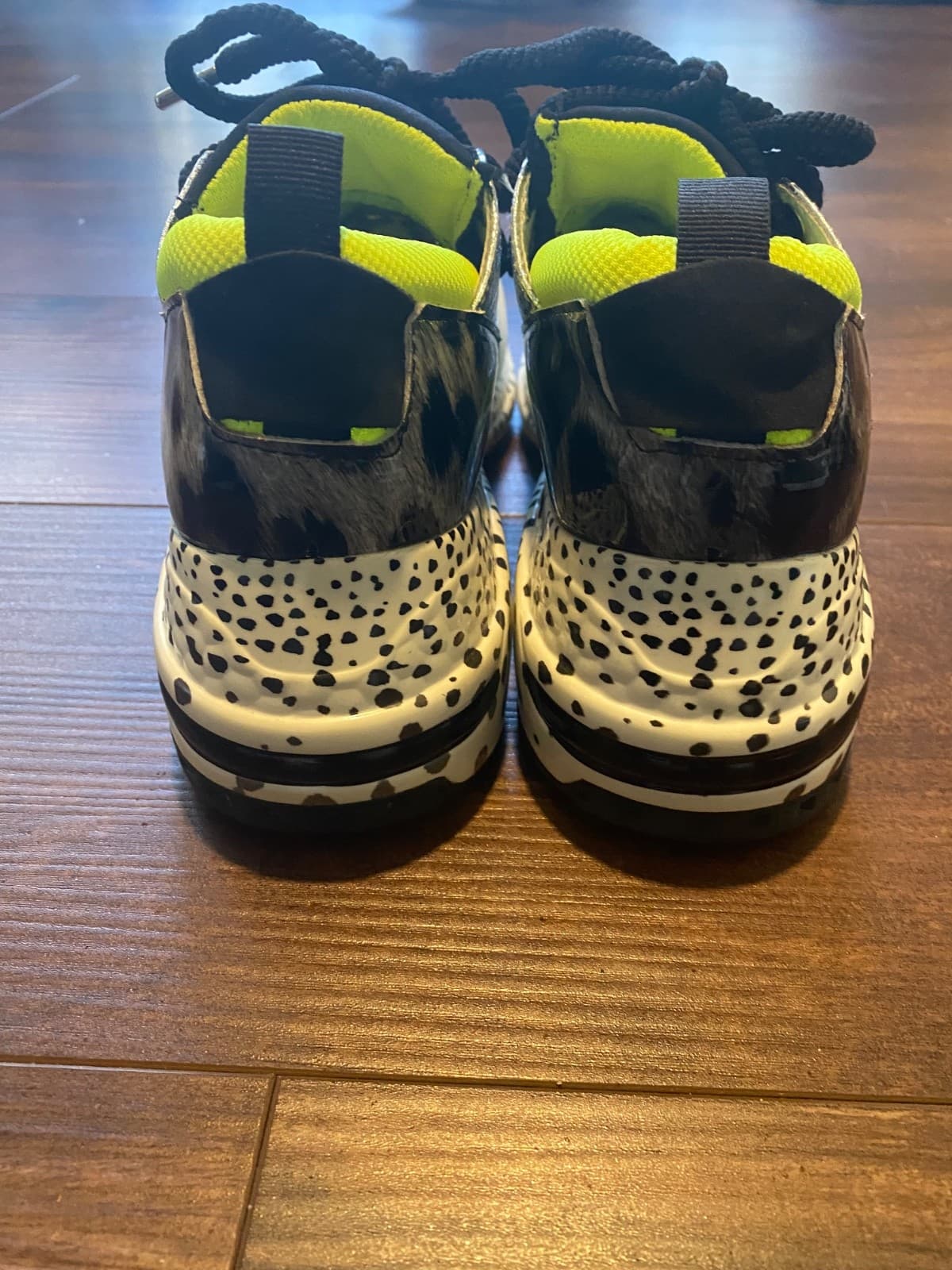 Steve Madden Cliff Platform Heel Sneakers Neon Green Yellow Leopard Womens 8 - Thumbnail 7