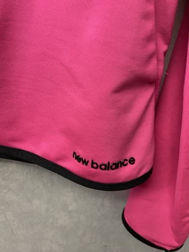 New Balance Pink/Black Full Zip Stretch Hoodie Size Large With Thumb Holes - Thumbnail 4