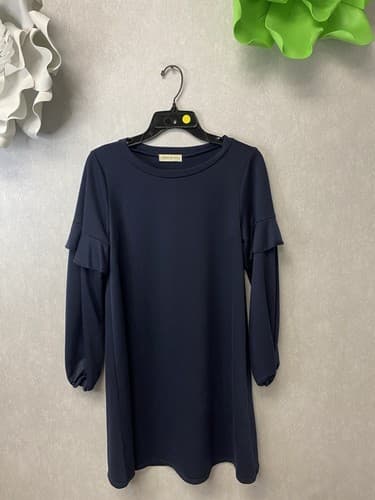 Pixi & Ivy Navy Dress with Ruffle Sleeves Size Small - Image 1