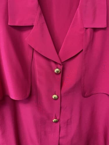 Vintage YL Studio 100% silk Pink Size 12 gold buttons With Cuffs - Thumbnail 2