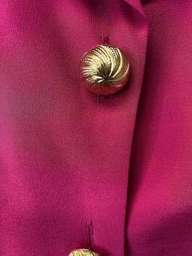 Vintage YL Studio 100% silk Pink Size 12 gold buttons With Cuffs - Thumbnail 5
