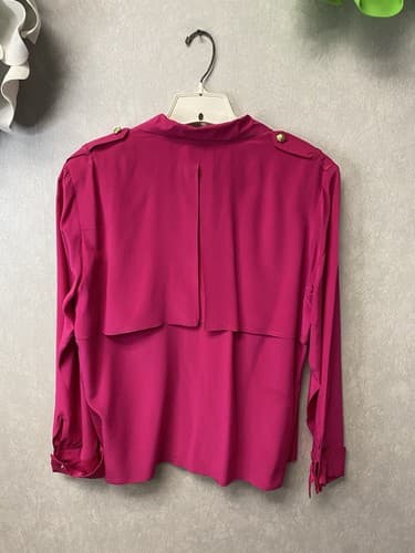 Vintage YL Studio 100% silk Pink Size 12 gold buttons With Cuffs - Thumbnail 7