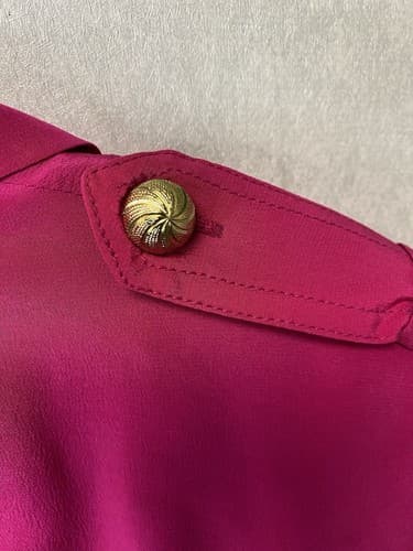 Vintage YL Studio 100% silk Pink Size 12 gold buttons With Cuffs - Thumbnail 9