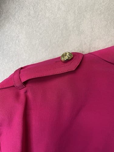 Vintage YL Studio 100% silk Pink Size 12 gold buttons With Cuffs - Thumbnail 10