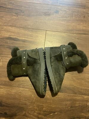 One O One Olive Green Faux Fur Lined Boots Size 7 - Thumbnail 4