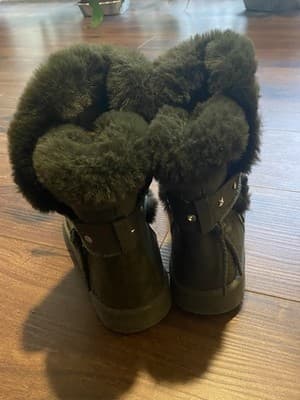 One O One Olive Green Faux Fur Lined Boots Size 7 - Thumbnail 5