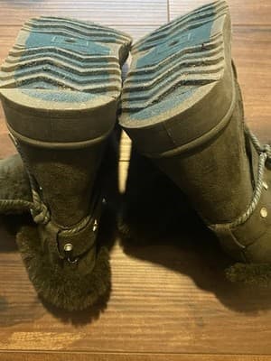 One O One Olive Green Faux Fur Lined Boots Size 7 - Thumbnail 10
