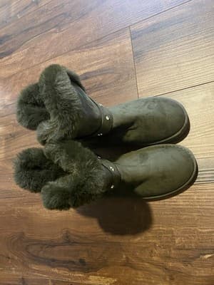 One O One Olive Green Faux Fur Lined Boots Size 7 - Thumbnail 11