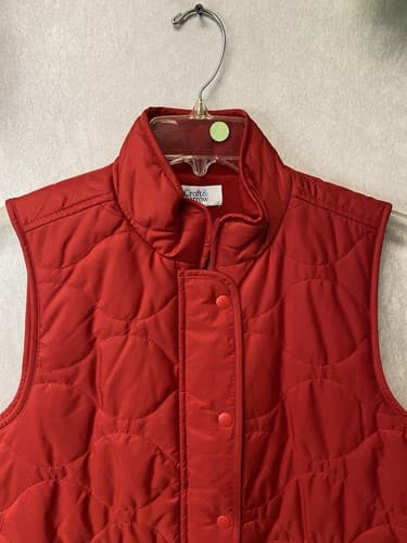 Croft & Barrow Red Vest Women Mock Neck Sleeveless Full Zip Quilted Sz Med - Thumbnail 2