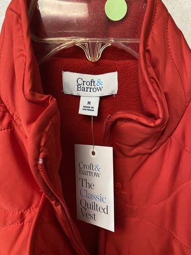 Croft & Barrow Red Vest Women Mock Neck Sleeveless Full Zip Quilted Sz Med - Thumbnail 5