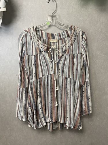 Altar'd State Hippie Boho Peplum Flare Bell Sleeve Top With Beads Size Small - Image 1