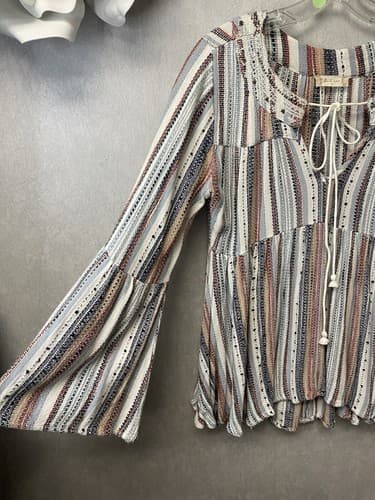 Altar'd State Hippie Boho Peplum Flare Bell Sleeve Top With Beads Size Small - Thumbnail 2