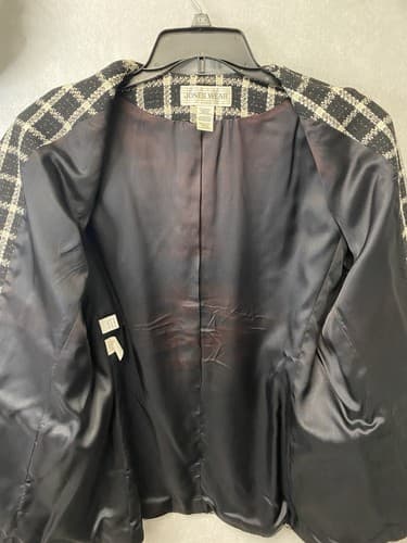Jones Wear Black & White Gold Shimmer Jacket Blazer Size Large - Thumbnail 6