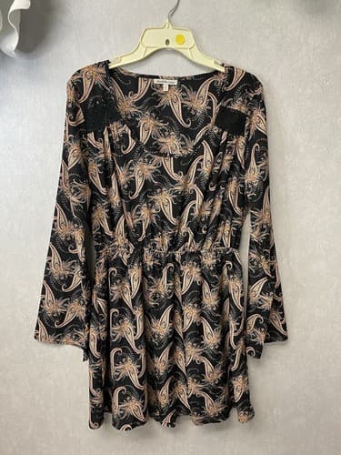 Charlotte Russe Women's Blue Multi Floral Boho Bell Sleeve Dress Size L - Image 1