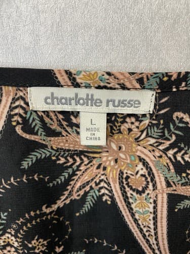 Charlotte Russe Women's Blue Multi Floral Boho Bell Sleeve Dress Size L - Thumbnail 4