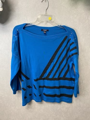 Revamped Chaps Blue/Black Hand painted Top Size Large - Image 1