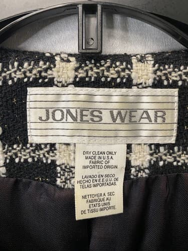 Jones Wear Black & White Gold Shimmer Jacket Blazer Size Large - Thumbnail 3