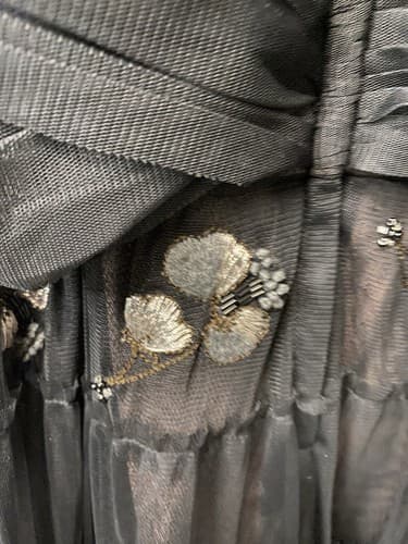 BCBG Max Azria Black/Silver embroidered tulle, vintage style Dress Sz Med - Thumbnail 9