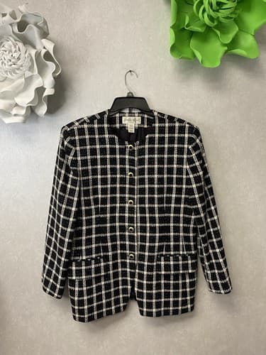 Jones Wear Black & White Gold Shimmer Jacket Blazer Size Large - Image 1