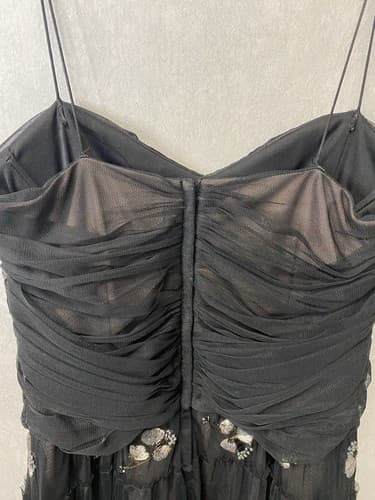 BCBG Max Azria Black/Silver embroidered tulle, vintage style Dress Sz Med - Thumbnail 8