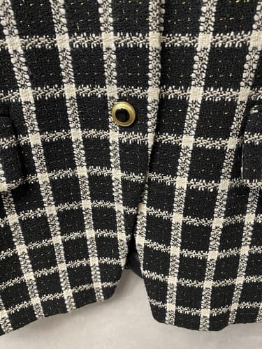 Jones Wear Black & White Gold Shimmer Jacket Blazer Size Large - Thumbnail 10