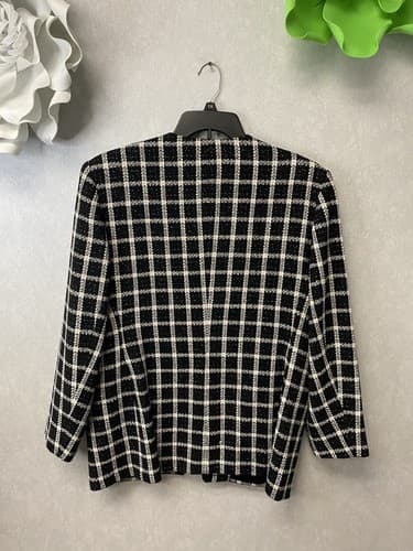 Jones Wear Black & White Gold Shimmer Jacket Blazer Size Large - Thumbnail 11