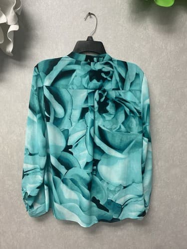 Alfani Green/Black Faux Wrap Blouse Size 14 - Thumbnail 8